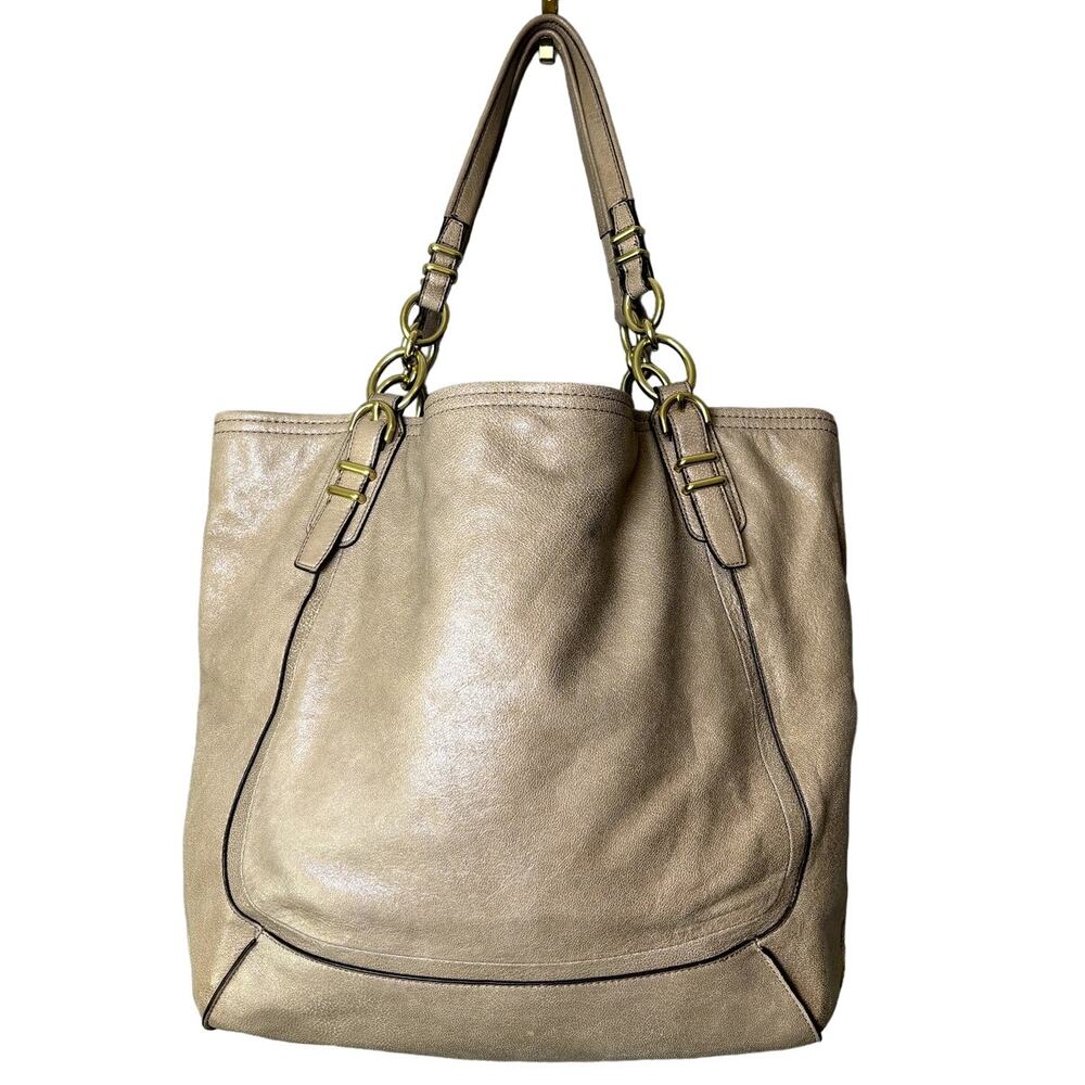 Coach Kristin Pinnacle Leather Shimmer Champagne Tan Tote Shoulder Bag 2013 - Picture 2 of 9